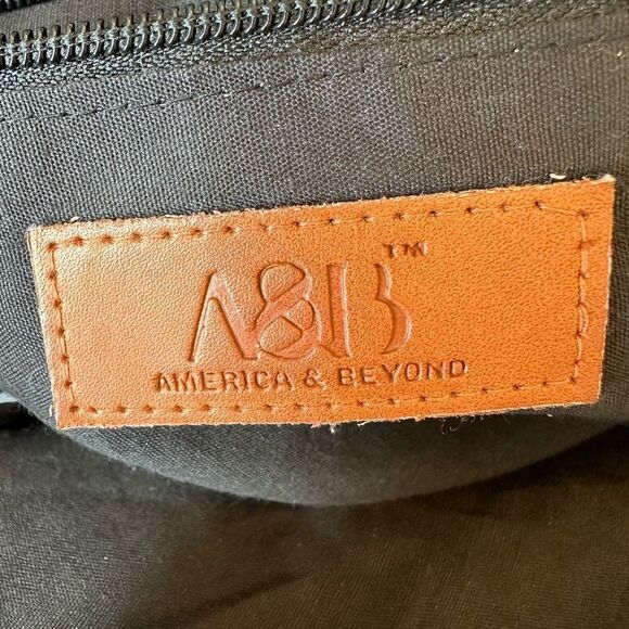 AMERICA & BEYOND Women's Cotton Floral Fringe Medallion Boho Tote Bag Black - Picture 15 of 16